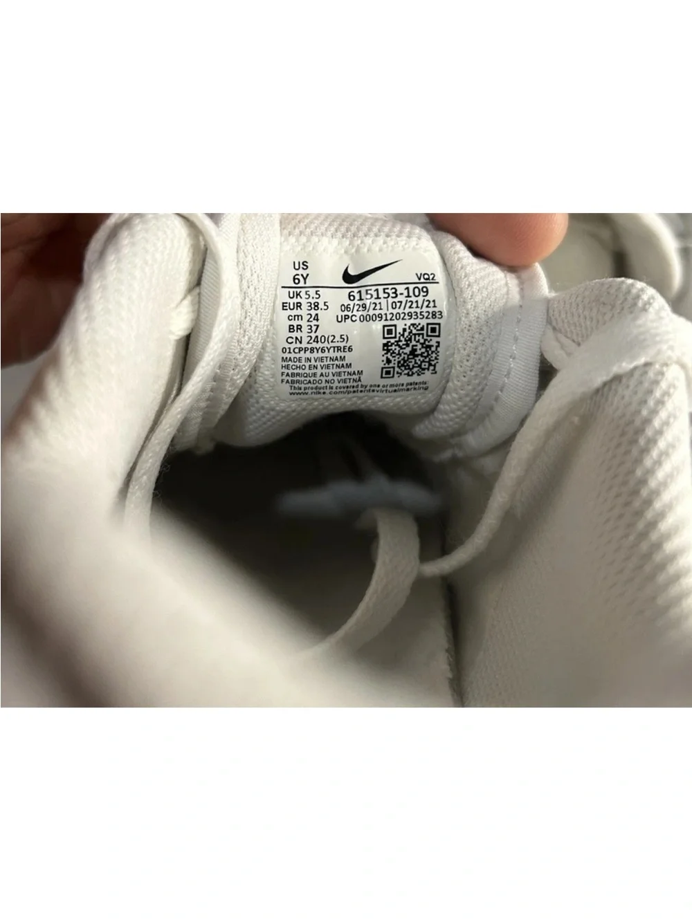 Nike Kids White Leather Court-Style Sneakers